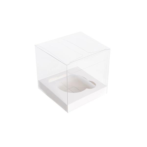 Acrylic & Pvc Display Gift Box |  Cupcake Box Clear With Insert 30mic White (90x90x90mm) Pk 10 Acrylic & Pvc Display Gift Box Acrylic & Pvc Display Gift Box