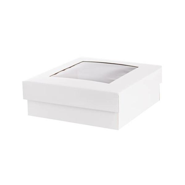 Acrylic & Pvc Display Gift Box |  Gourmet Grazing Gift Box Window Sq White (24x24x9cmH) Acrylic & Pvc Display Gift Box Acrylic & Pvc Display Gift Box