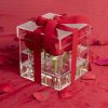 Acrylic Rose Head Boxes |  Acrylic 6 Rose Head Display Box With Lid (14x14x15cmH) Acrylic Rose Head Boxes