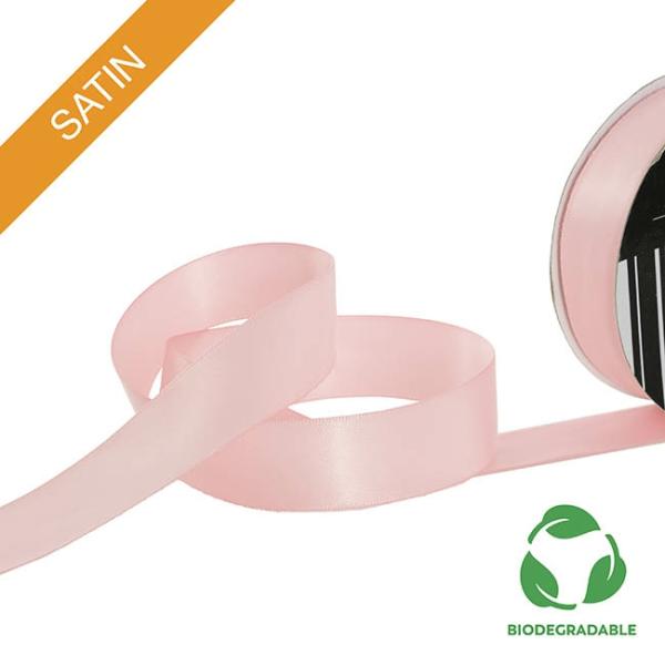 Biodegradable Ribbon |  Ribbon Bio-Poly Blend Deluxe Satin Baby Pink (25mmx25m) Biodegradable Ribbon Biodegradable Ribbon