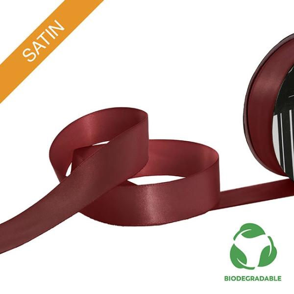 Biodegradable Ribbon |  Ribbon Bio-Poly Blend Deluxe Satin Burgundy (25mmx25m) Biodegradable Ribbon Biodegradable Ribbon