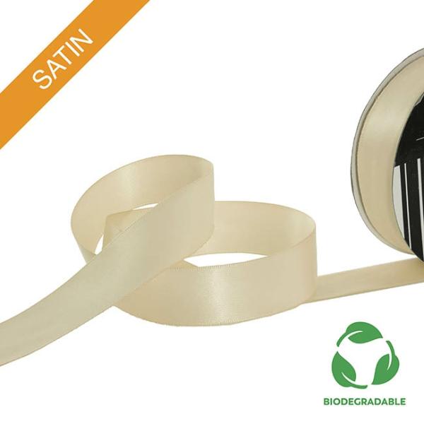 Biodegradable Ribbon |  Ribbon Bio-Poly Blend Deluxe Satin Ivory (25mmx25m) Biodegradable Ribbon Biodegradable Ribbon