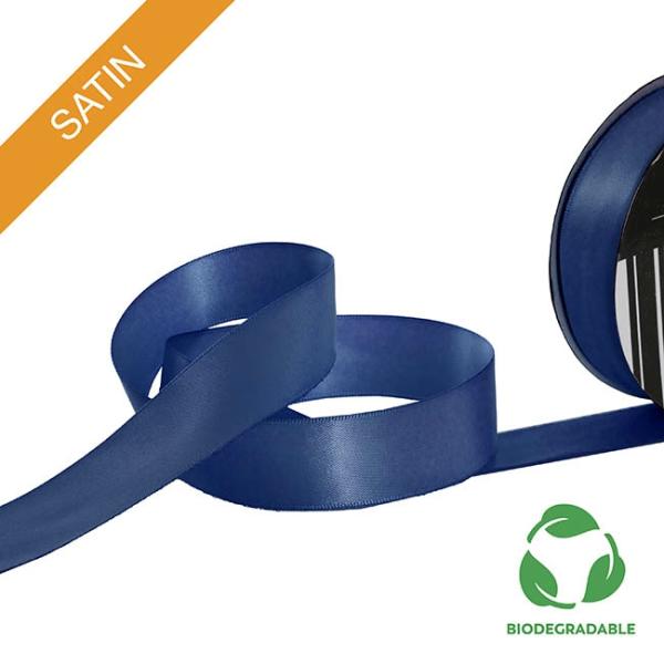 Biodegradable Ribbon |  Ribbon Bio-Poly Blend Deluxe Satin Navy Blue (25mmx25m) Biodegradable Ribbon Biodegradable Ribbon