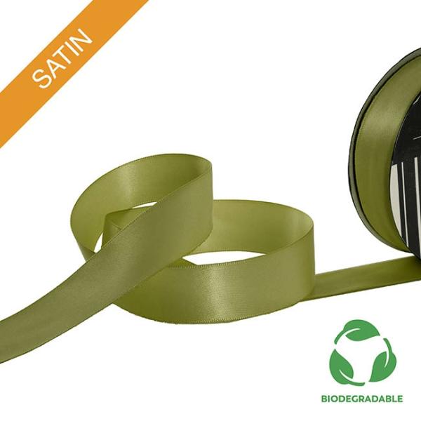 Biodegradable Ribbon |  Ribbon Bio-Poly Blend Deluxe Satin Olive Green (25mmx25m) Biodegradable Ribbon Biodegradable Ribbon