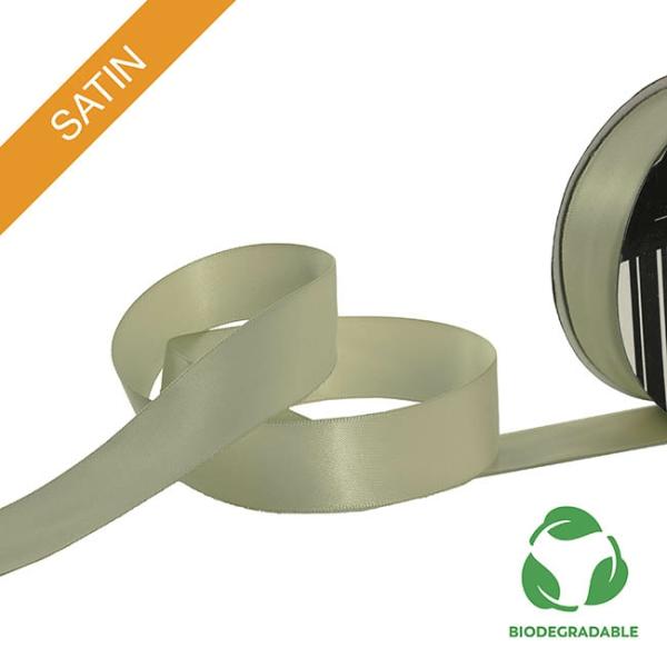 Biodegradable Ribbon |  Ribbon Bio-Poly Blend Deluxe Satin Sage Green (25mmx25m) Biodegradable Ribbon Biodegradable Ribbon