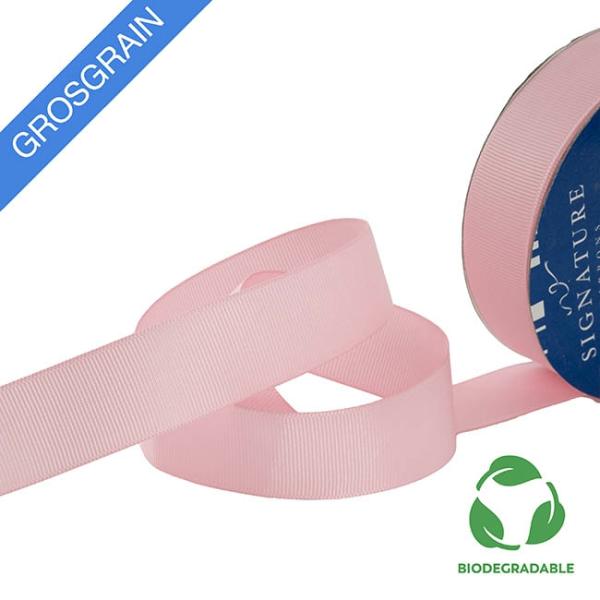 Biodegradable Ribbon |  Ribbon Bio-Poly Blend Grosgrain Baby Pink (25mmx25m) Biodegradable Ribbon Biodegradable Ribbon