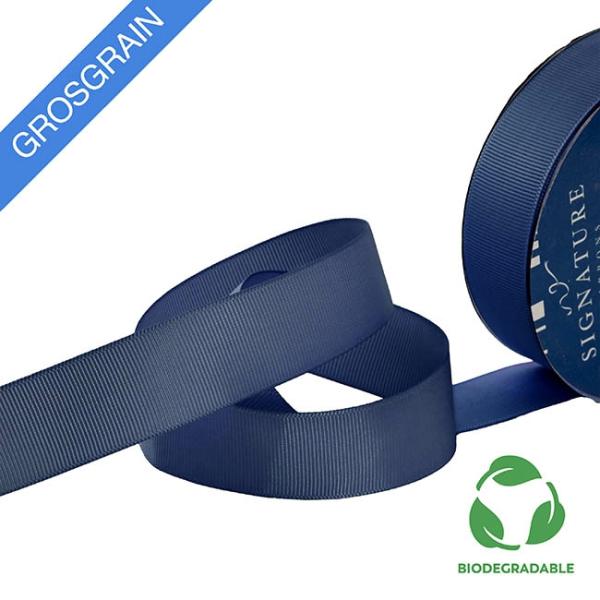 Biodegradable Ribbon |  Ribbon Bio-Poly Blend Grosgrain Navy Blue (25mmx25m) Biodegradable Ribbon Biodegradable Ribbon