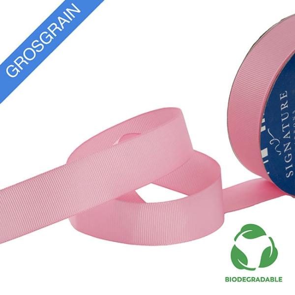 Biodegradable Ribbon |  Ribbon Bio-Poly Blend Grosgrain Pink Delight (25mmx25m) Biodegradable Ribbon Biodegradable Ribbon