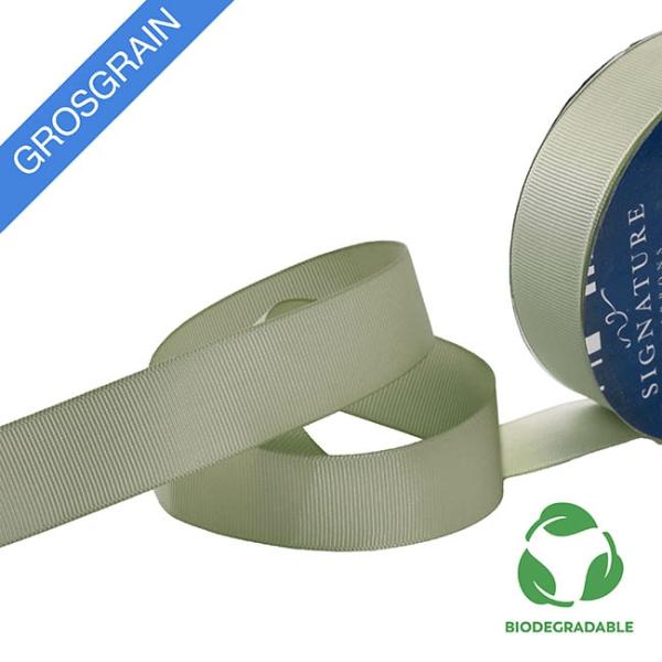 Biodegradable Ribbon |  Ribbon Bio-Poly Blend Grosgrain Sage Green (25mmx25m) Biodegradable Ribbon Biodegradable Ribbon