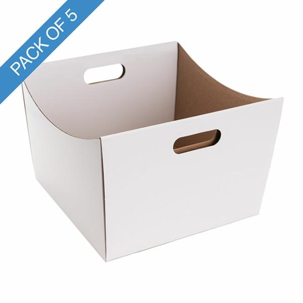 Cardboard Hamper Tray |  Grande Hamper Tray Large Gloss White Pk5 (22.5×22.5x17Hcm) Cardboard Hamper Tray Cardboard Hamper Tray