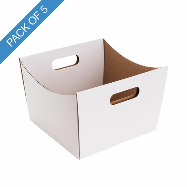 Cardboard Hamper Tray |  Grande Hamper Tray Medium Gloss White Pack 5 (18x18x13.5Hcm) Cardboard Hamper Tray Cardboard Hamper Tray