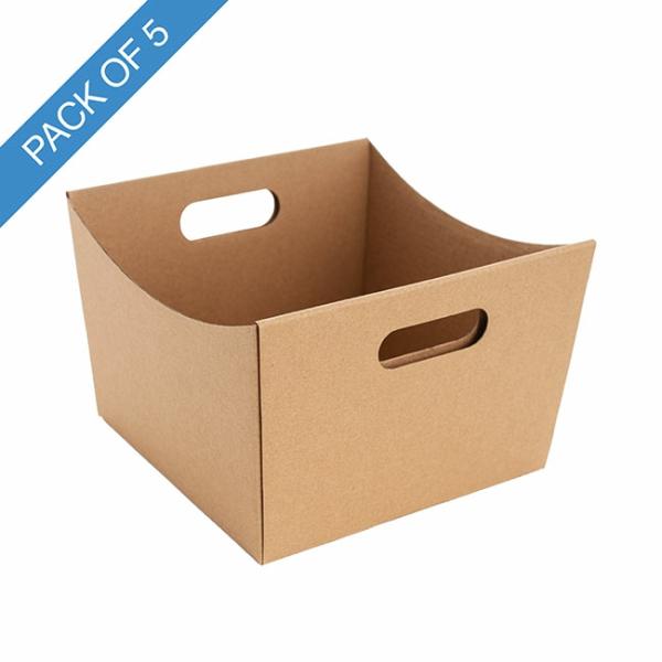 Cardboard Hamper Tray |  Grande Hamper Tray Medium Kraft Brown Pack 5 (18x18x13.5Hcm) Cardboard Hamper Tray Cardboard Hamper Tray