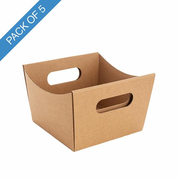 Cardboard Hamper Tray |  Grande Hamper Tray Small Kraft Brown Pk5 (12.5×12.5×9.5Hcm) Cardboard Hamper Tray Cardboard Hamper Tray