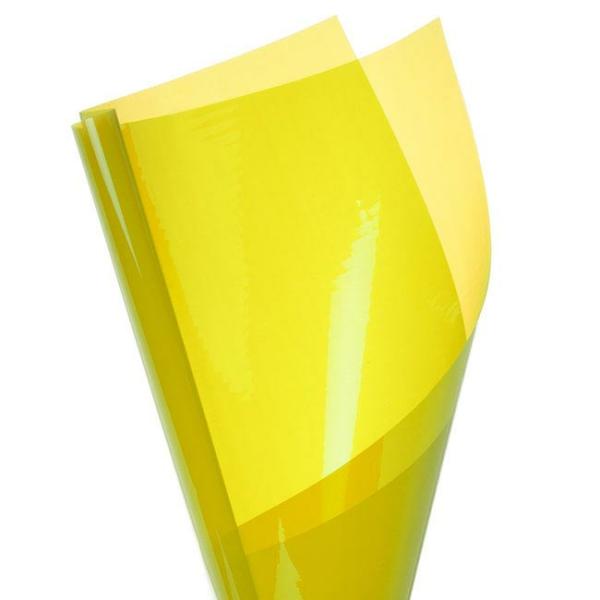 Cello Coloured Plain |  Coloured Cellophane 40 Micron Yellow (50x70cm) Pack 150 Cello Coloured Plain Cello Coloured Plain