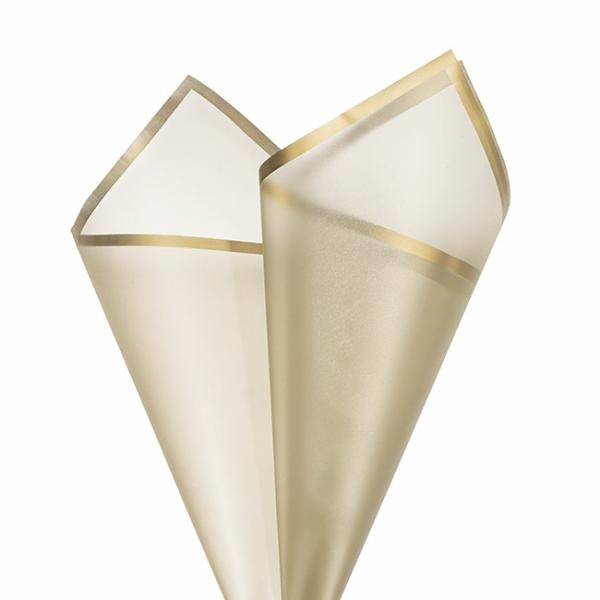 Cello Frosted |  Cello Frosted Hue With Border 50mic Gold Pk100 (60x60cm) Cello Frosted Cello Frosted