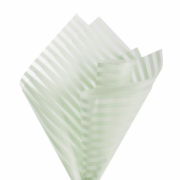 Cello Frosted |  Cello Frosted Vogue Stripes 50mic Sage Green Pk100 (60x60cm) Cello Frosted Cello Frosted