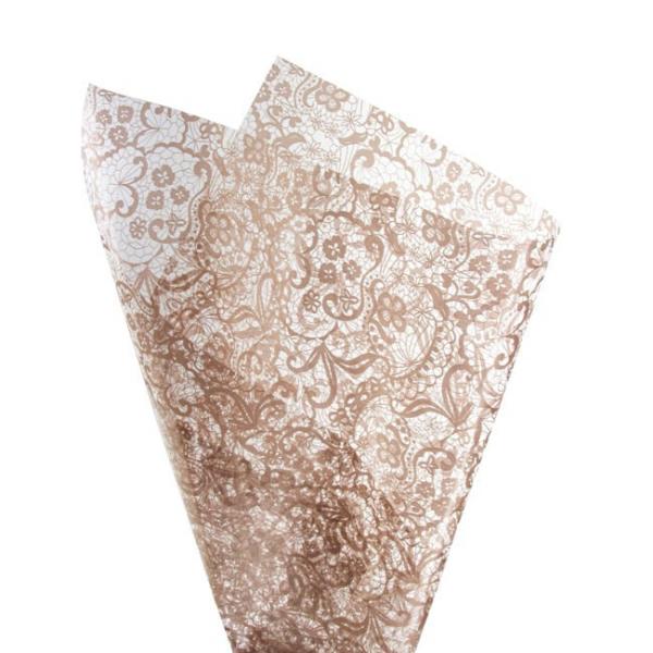 Cello Pattern |  Cello Clear 40mic Lace Rose Gold 100 Pack (50x70cm) Flower Wrap Cello Pattern