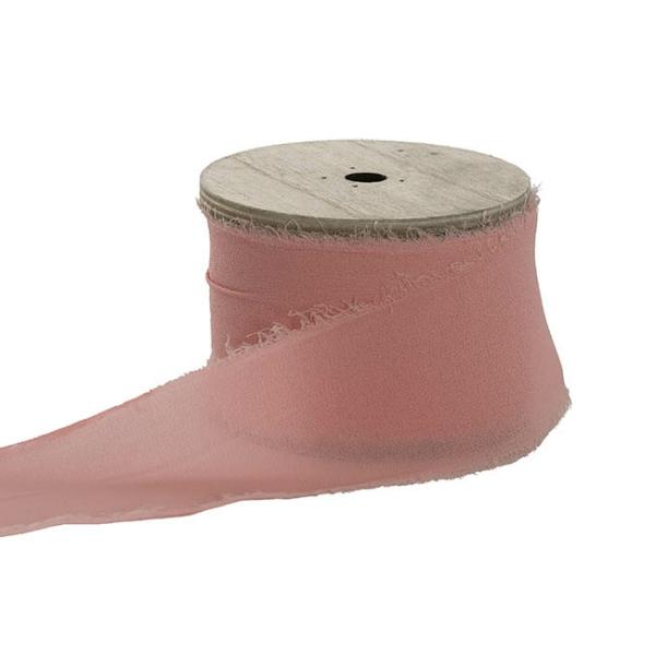 Chiffon Ribbons |  Ribbon Chiffon Frayed Edge Wood Spool Aged Rose (48mm x20m) Chiffon Ribbons Chiffon Ribbons