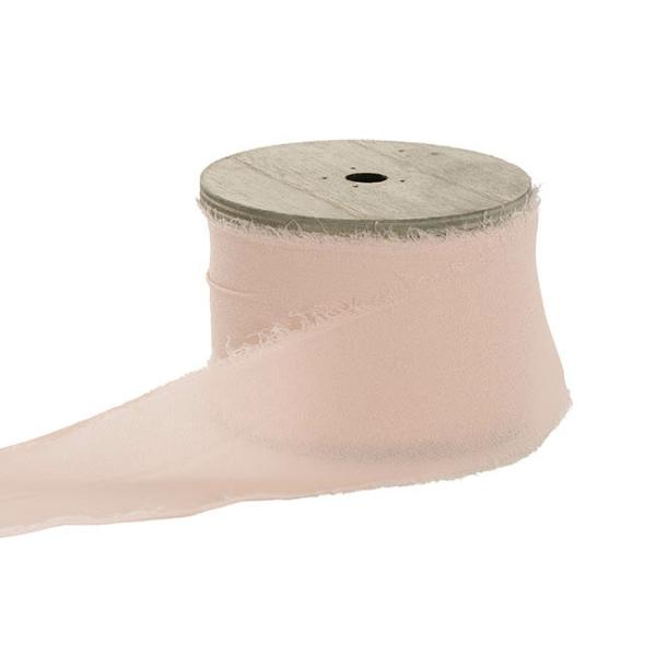 Chiffon Ribbons |  Ribbon Chiffon Frayed Edge Wood Spool Blushing (48mm x20m) Chiffon Ribbons Chiffon Ribbons