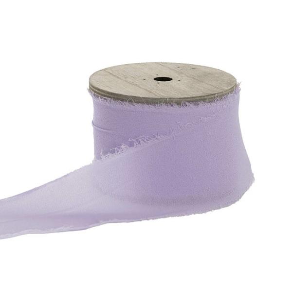 Chiffon Ribbons |  Ribbon Chiffon Frayed Edge Wood Spool Wisteria (48mm x20m) Chiffon Ribbons Chiffon Ribbons