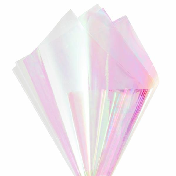 Clear Cellophane |  Cello Iridescent 40mic Transparent Pack 100 (50x70cm) Wrapping Paper Clear