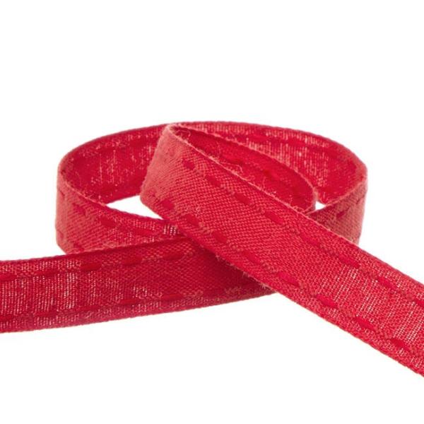 Cotton Ribbons |  Coloured Cotton Ribbon Saddle Stitch Red (15mmx20m) Cotton Ribbons Cotton Ribbons