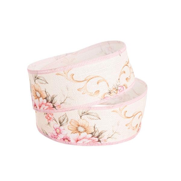 Cotton Ribbons |  Cotton Ribbon Vintage Floral Flowers Baby Pink (38mmx10m) Cotton Ribbons Cotton Ribbons