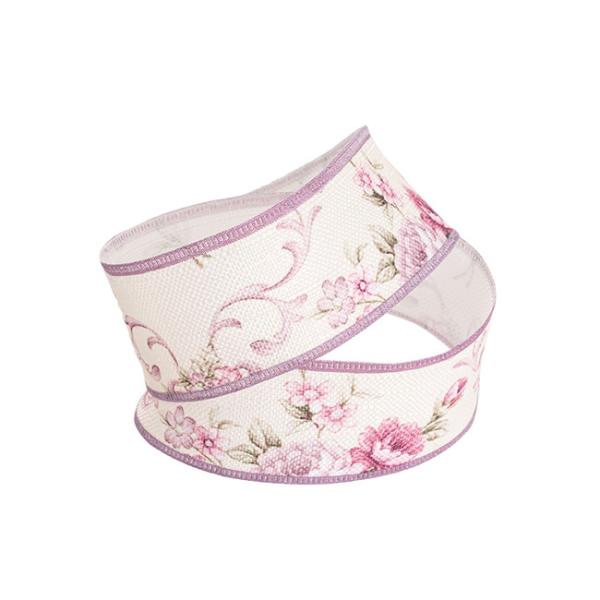 Cotton Ribbons |  Cotton Ribbon Vintage Floral Flowers Light Purple (38mmx10m) Cotton Ribbons Cotton Ribbons