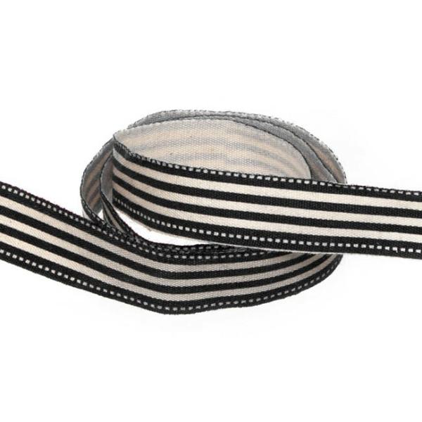 Cotton Ribbons |  Cotton Stripe Ribbon Black (15mmx10m) Cotton Ribbons Black