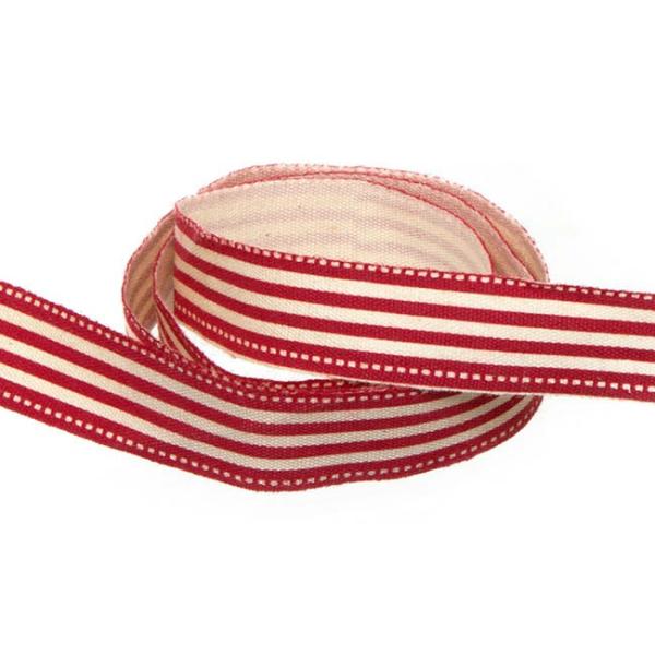 Cotton Ribbons |  Cotton Stripe Ribbon Red (15mmx10m) Cotton Ribbons Cotton Ribbons