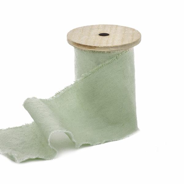 Cotton Ribbons |  Ribbon With Wooden Spool Calico Moss (80mmx5m) Cotton Ribbons Cotton Ribbons