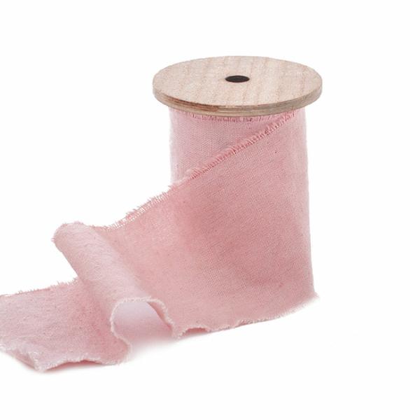 Cotton Ribbons |  Ribbon With Wooden Spool Calico Pink (80mmx5m) Cotton Ribbons Cotton Ribbons