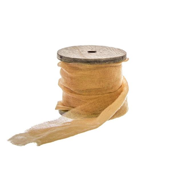 Cotton Ribbons |  Ribbon With Wooden Spool Faux Silk Frayed Apricot (80mmx5m) Cotton Ribbons Cotton Ribbons