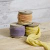 Cotton Ribbons |  Ribbon With Wooden Spool Faux Silk Frayed Apricot (80mmx5m) Cotton Ribbons Cotton Ribbons