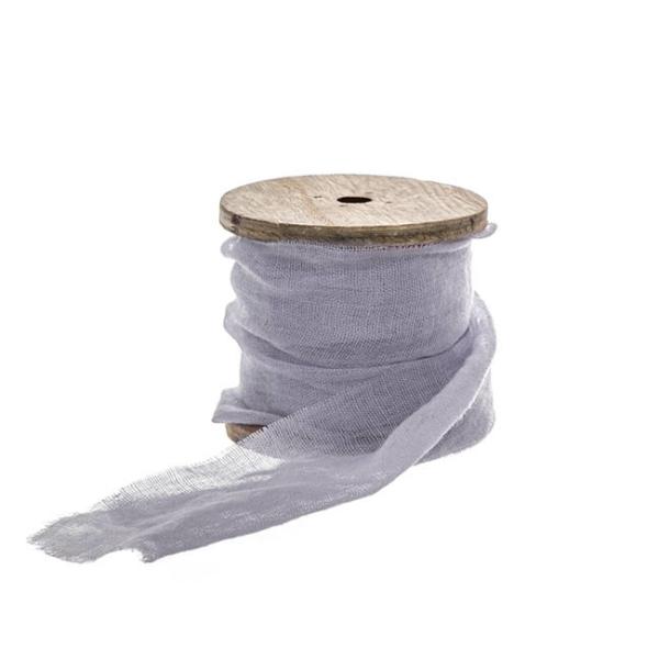 Cotton Ribbons |  Ribbon With Wooden Spool Faux Silk Frayed Blue (80mmx5m) Cotton Ribbons Cotton Ribbons