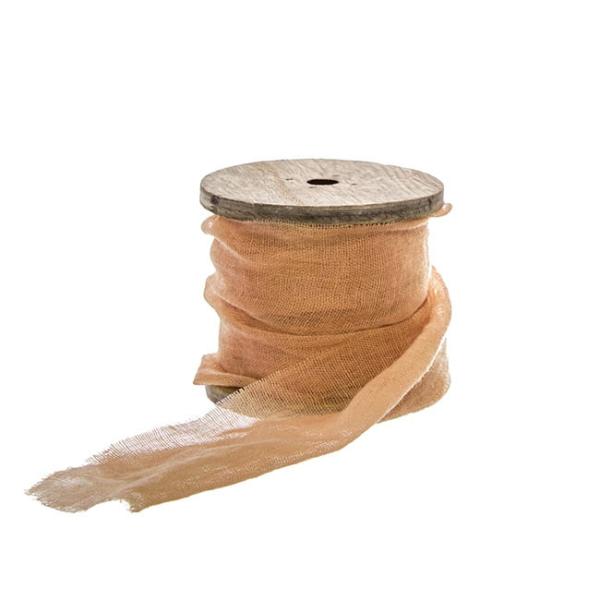 Cotton Ribbons |  Ribbon With Wooden Spool Faux Silk Frayed Brown (80mmx5m) Cotton Ribbons Cotton Ribbons