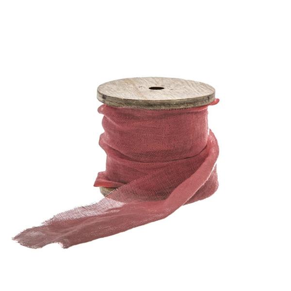 Cotton Ribbons |  Ribbon With Wooden Spool Faux Silk Frayed Burgundy (80mmx5m) Cotton Ribbons Cotton Ribbons