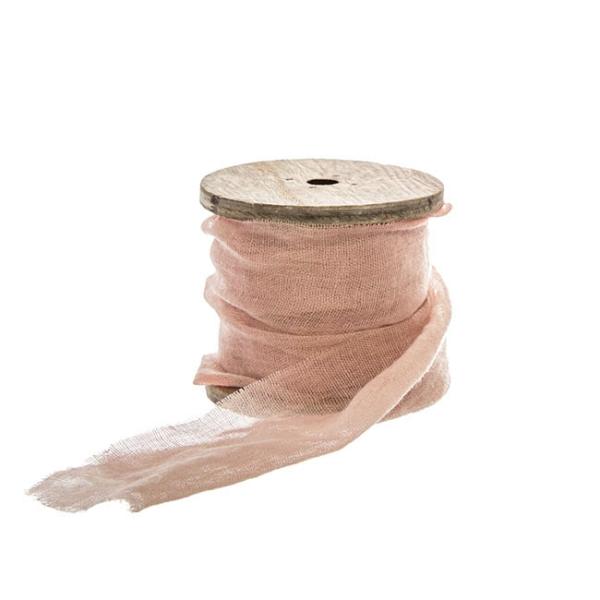 Cotton Ribbons |  Ribbon With Wooden Spool Faux Silk Frayed Pink (80mmx5m) Cotton Ribbons Cotton Ribbons