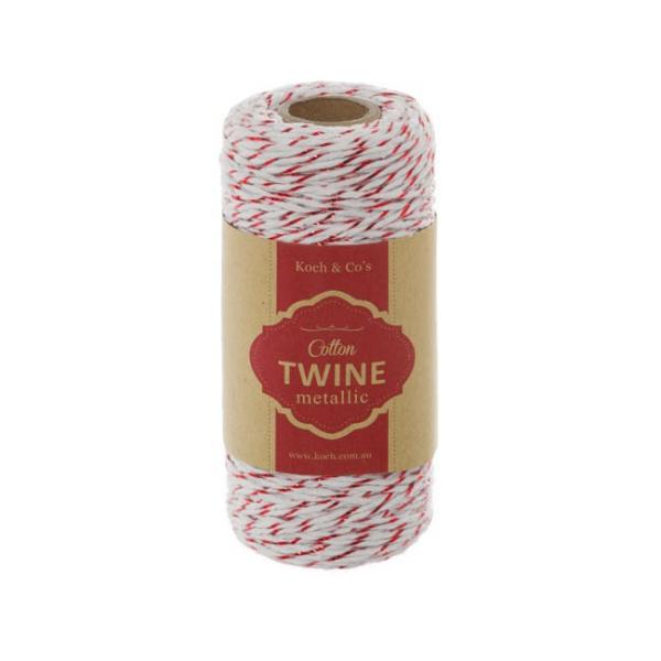 Cotton Twine |  Cotton Twine 2mm X 100m Metallic Red White Cotton Twine Cotton Twine