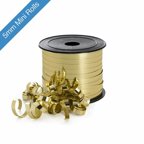 Curling Ribbons |  Ribbon Curling 5mm Mini Roll Metallic Gold (5mmx85m) Curling Ribbons Curling Ribbons