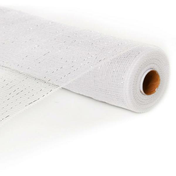 Deco Mesh |  Mesh Metallic Thread Roll White (54cmx9.1m) Deco Mesh Deco Mesh