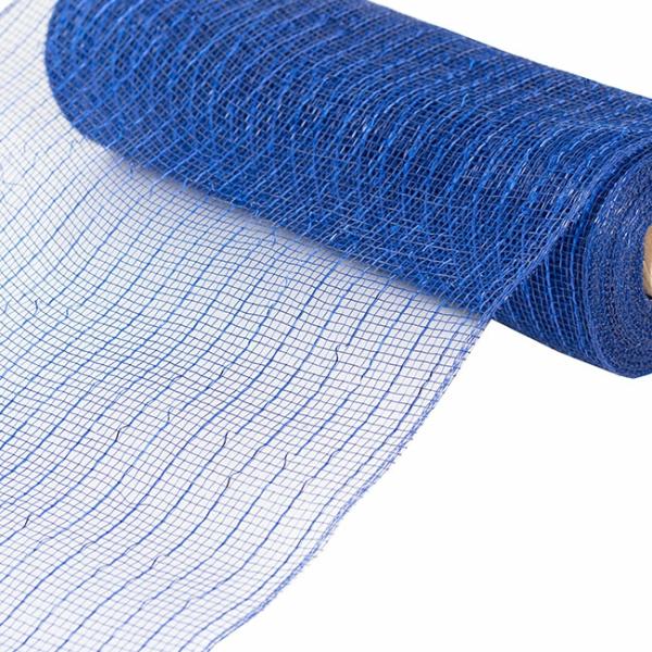 Deco Mesh |  Plastic Mesh Narrow Roll Metallic Navy (25cmx9m) Deco Mesh Blue