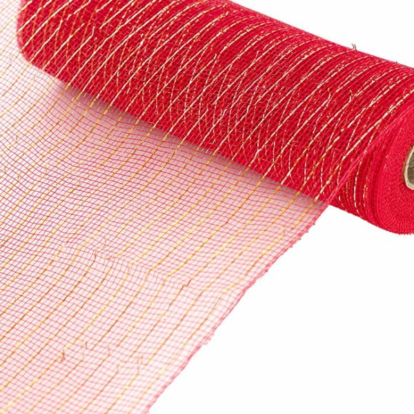 Deco Mesh |  Plastic Mesh Narrow Roll Metallic Red (25cmx9m) Deco Mesh Deco Mesh