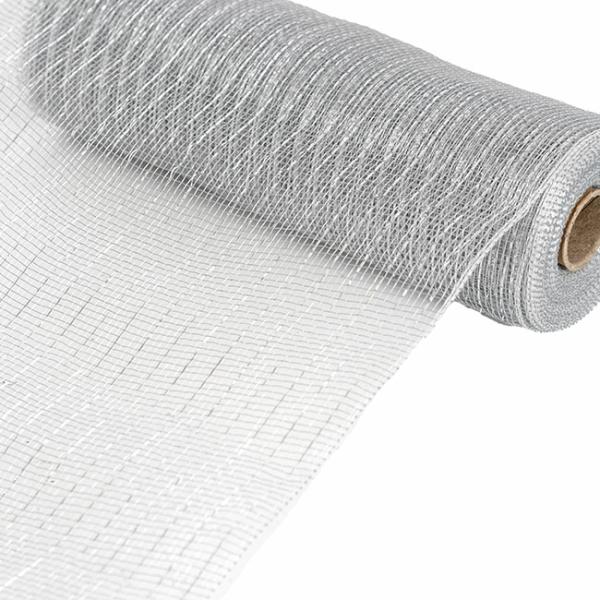 Deco Mesh |  Plastic Mesh Narrow Roll Metallic Silver (25cmx9m) Deco Mesh Deco Mesh