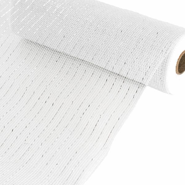 Deco Mesh |  Plastic Mesh Narrow Roll Metallic White (25cmx9m) Deco Mesh Deco Mesh