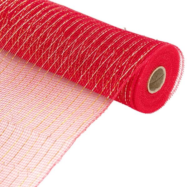 Deco Mesh |  Plastic Mesh Roll Metallic Red (53cmx9m) Deco Mesh Deco Mesh