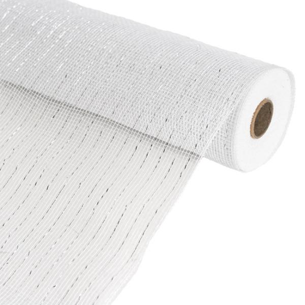 Deco Mesh |  Plastic Mesh Roll Metallic White (53cmx9m) Deco Mesh Deco Mesh