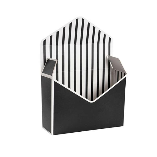 Envelope Gift Boxes |  Envelope Flower Box Large Pk5 Stripes Black (23Lx8Dx16cmH) Envelope Gift Boxes Black