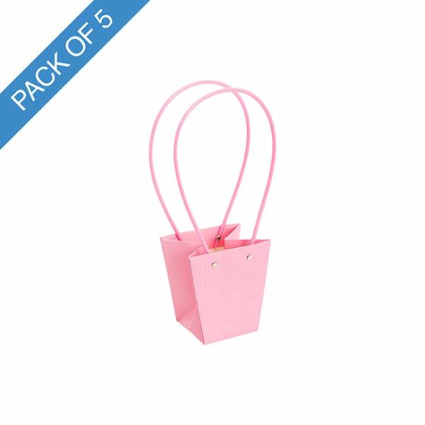 Flower Bouquet Bags |  Flower Carry Bag Embossed Pink Pack 5 (12x8x12.5cmH) Flower Bouquet Bags Flower Bouquet Bags