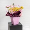 Flower Bouquet Bags |  Flower Carry Bag Embossed Pink Pack 5 (12x8x12.5cmH) Flower Bouquet Bags Flower Bouquet Bags